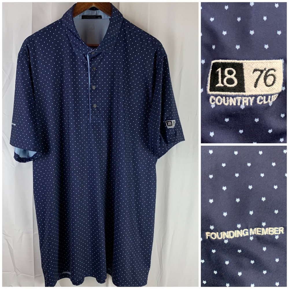 Greyson Polo Shirt Mens XXL Navy‎ Blue Micro Wolf Print Performance Golf Tee